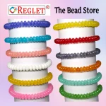 Disk Shaped Glass Beads Bracelet Set - Pack of 12 - Stretchable - Image 4