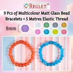Matt Glass Beads Bracelet Set - Pack of 9 - Stretchable - Image 3
