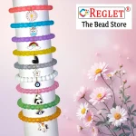 Matt Glass Beads Bracelet Set with Charms - Pack of 9 - Stretchable - Image 5