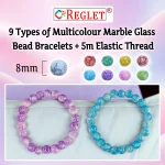 Marble Glass Beads Bracelet Set - Pack of 9 - Stretchable - Image 3
