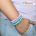 Marble Glass Beads Bracelet Set - Pack of 9 - Stretchable - Image 4
