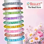 Marble Glass Beads Bracelet Set - Pack of 9 - Stretchable - Image 5