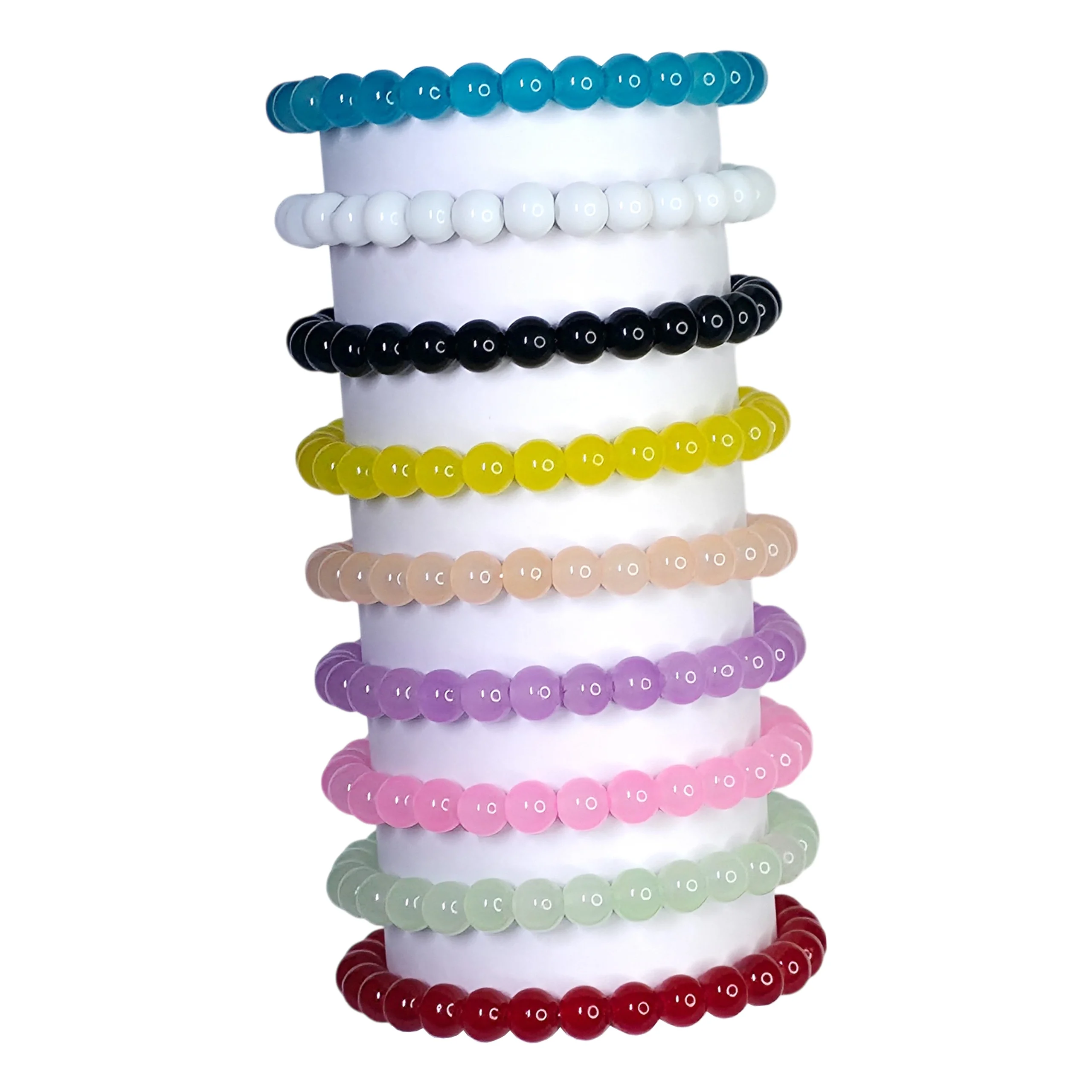 Bracelets-14 (1) Jelly Glass Beads Bracelet Set - Pack of 9 - Stretchable - Image 1