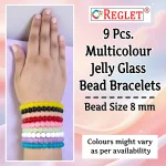Jelly Glass Beads Bracelet Set - Pack of 9 - Stretchable - Image 2
