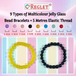 Jelly Glass Beads Bracelet Set - Pack of 9 - Stretchable - Image 3