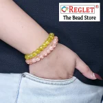 Single Tone Sparkle Glass Beads Bracelet Set - Pack of 9 - Stretchable - Image 4