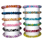 Dual Shade Sparkle Glass Beads Bracelet Set - Pack of 12 - Stretchable