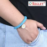Disk Shaped Glass Beads Bracelet Set with Charms - Pack of 12 - Stretchable - Image 4