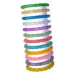 Cylinder Shaped Glass Beads Bracelet Set - Pack of 12 - Stretchable