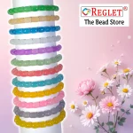 Cylinder Shaped Glass Beads Bracelet Set - Pack of 12 - Stretchable - Image 5