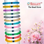 Cylinder Shaped Glass Beads Bracelet Set with Evil Eye Bead - Pack of 12 - Stretchable - Image 5