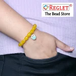 Cylinder Shaped Glass Beads Bracelet Set with Charms - Pack of 12 - Stretchable - Image 4