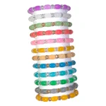 Cylinder Shaped & Diamond Cut Glass Beads Bracelet Set - Pack of 12 - Stretchable