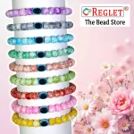 Marble Glass Beads Bracelet Set with Evil Eye Bead - Pack of 9 - Stretchable - Image 5