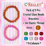 Crystal Glass Beads Bracelet Set - Pack of 9 - Stretchable - Image 3