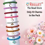 Crystal Glass Beads Bracelet Set with Charms - Pack of 9 - Stretchable - Image 4