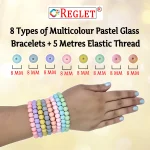 Pastel Glass Beads Bracelet Set - Pack of 8 - Stretchable - Image 3