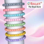 Pastel Glass Beads Bracelet Set - Pack of 8 - Stretchable - Image 5