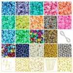 3000 Pcs Dual Tone Flat Polymer Clay Fimo Beads [6mm] + Jewellery Making Kit - Pack of 25