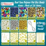 3000 Pcs Dual Tone Flat Polymer Clay Fimo Beads [6mm] + Jewellery Making Kit - Pack of 26 - Image 3