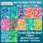 3000 Pcs Dual Tone Flat Polymer Clay Fimo Beads [6mm] + Jewellery Making Kit - Pack of 25 - Image 2