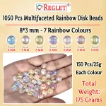 1050 Pcs Multifaceted Disk Raindow Beads for Bracelet Making Kit, Bead Craft - Image 2