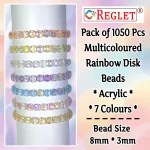 1050 Pcs Multifaceted Disk Raindow Beads for Bracelet Making Kit, Bead Craft - Image 3