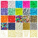 3000 Pcs Single Tone Flat Polymer Clay Fimo Beads [6mm] + Jewellery Making Kit - Pack of 26