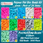 3000 Pcs Single Tone Flat Polymer Clay Fimo Beads [6mm] + Jewellery Making Kit - Pack of 26 - Image 2