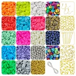 3000 Pcs Single Tone Flat Polymer Clay Fimo Beads [6mm] + Jewellery Making Kit - Pack of 25