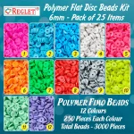 3000 Pcs Single Tone Flat Polymer Clay Fimo Beads [6mm] + Jewellery Making Kit - Pack of 25 - Image 2