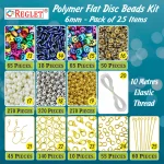 3000 Pcs Single Tone Flat Polymer Clay Fimo Beads [6mm] + Jewellery Making Kit - Pack of 25 - Image 3