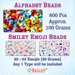 800 Multicolour Alphabet Beads Kit + 65 Emoji - Acrylic Letter Beads for for Bracelet Making Kit - Image 2
