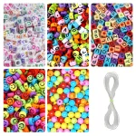 1000 Alphabet Beads Kit (3 Types) + 65 Emoji/Smiley + 200 Pcs Round Beads + 275 Pcs Pipe Beads – Letter Beads for Bracelet Making Kit