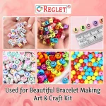 1000 Alphabet Beads Kit (3 Types) + 65 Emoji/Smiley + 200 Pcs Round Beads + 275 Pcs Pipe Beads – Letter Beads for Bracelet Making Kit - Image 3