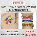 960 Pcs Round Rainbow Crystal Beads for Bracelet Making Kit, Bead Craft - Image 3