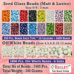 5600 Glass Seed Bead (0/8 - 3mm) + 1800 Off White Pearls Beads for Jewellery Making Kit - Image 2