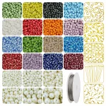 5600 Glass Seed Bead (0/8 - 3mm) + 1800 Off White Pearls Beads + Jewellery Making Kit