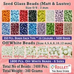 5600 Glass Seed Bead (0/8 - 3mm) + 1800 Off White Pearls Beads + Jewellery Making Kit - Image 2