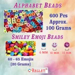 600 Multicolour Alphabet Beads Kit + 65 Emoji - Letter Beads for for Bracelet Making Kit - Image 2