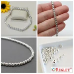 1800 Pcs Off White + 1800 Pcs Silver + 1800 Pcs Golden Pearl Beads for Craft, Jewellery Making Kit - Size 4 , 5 , 6 , 8 , 10 , 12 mm - Image 5