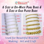 1800 Pcs Off White + 1800 Pcs Silver + 1800 Pcs Golden Pearl Beads for Craft, Jewellery Making Kit - Size 4 , 5 , 6 , 8 , 10 , 12 mm - Image 7