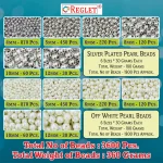 1800 Pcs Off White + 1800 Pcs Silver Pearl Beads for Craft, Jewellery Making Kit - Size 4 , 5 , 6 , 8 , 10 , 12 mm - Image 2