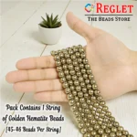 1 String Natural Golden Hematite Gem Stone Beads Round - 8mm - Image 2