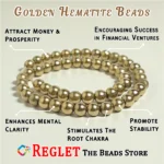 1 String Natural Golden Hematite Gem Stone Beads Round - 8mm - Image 3