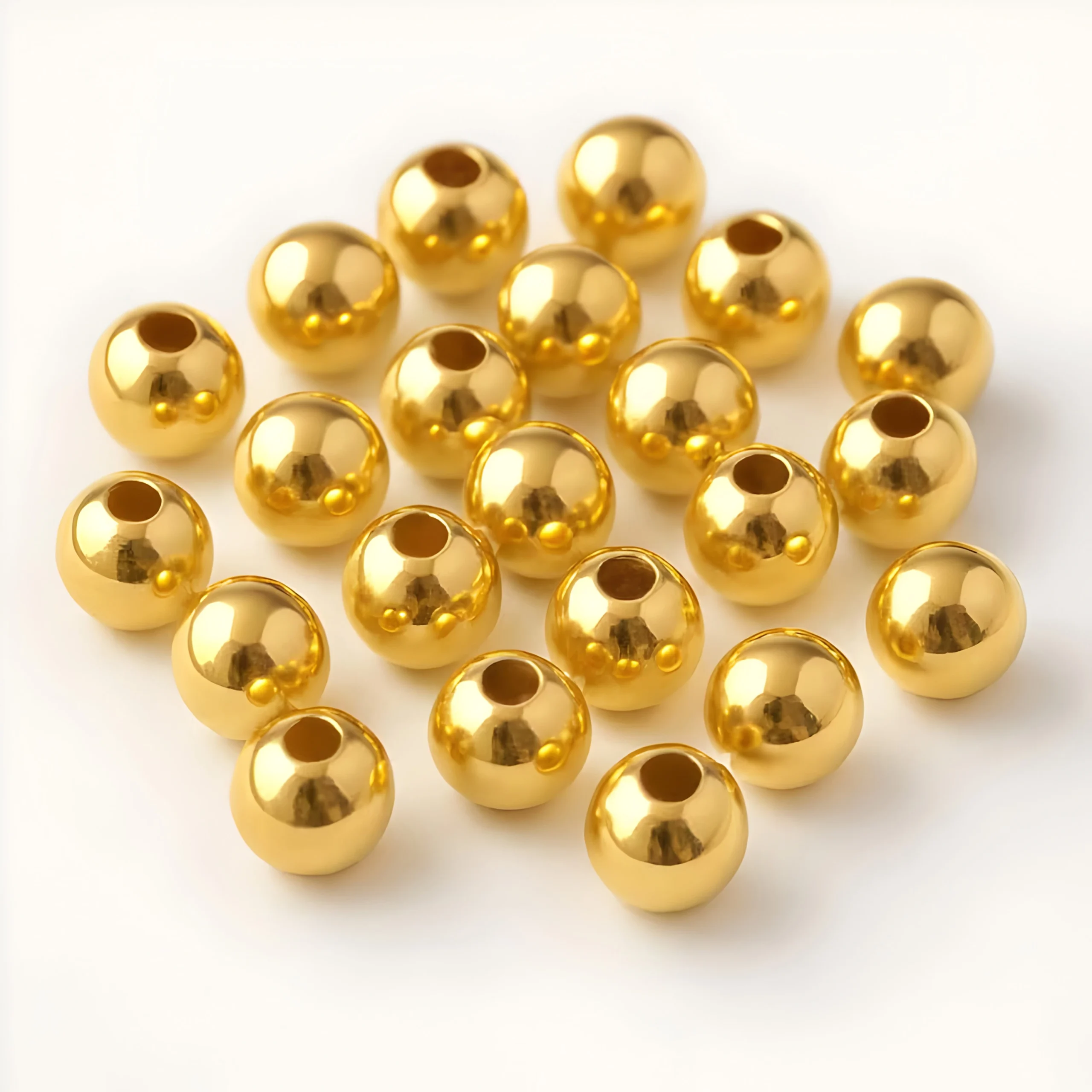 10mm-Golden-Beads (1) 350 Pcs / 10mm Golden Pearl Beads for Jewellery Making Kit | Pearls for Craft | 200g - Image 1