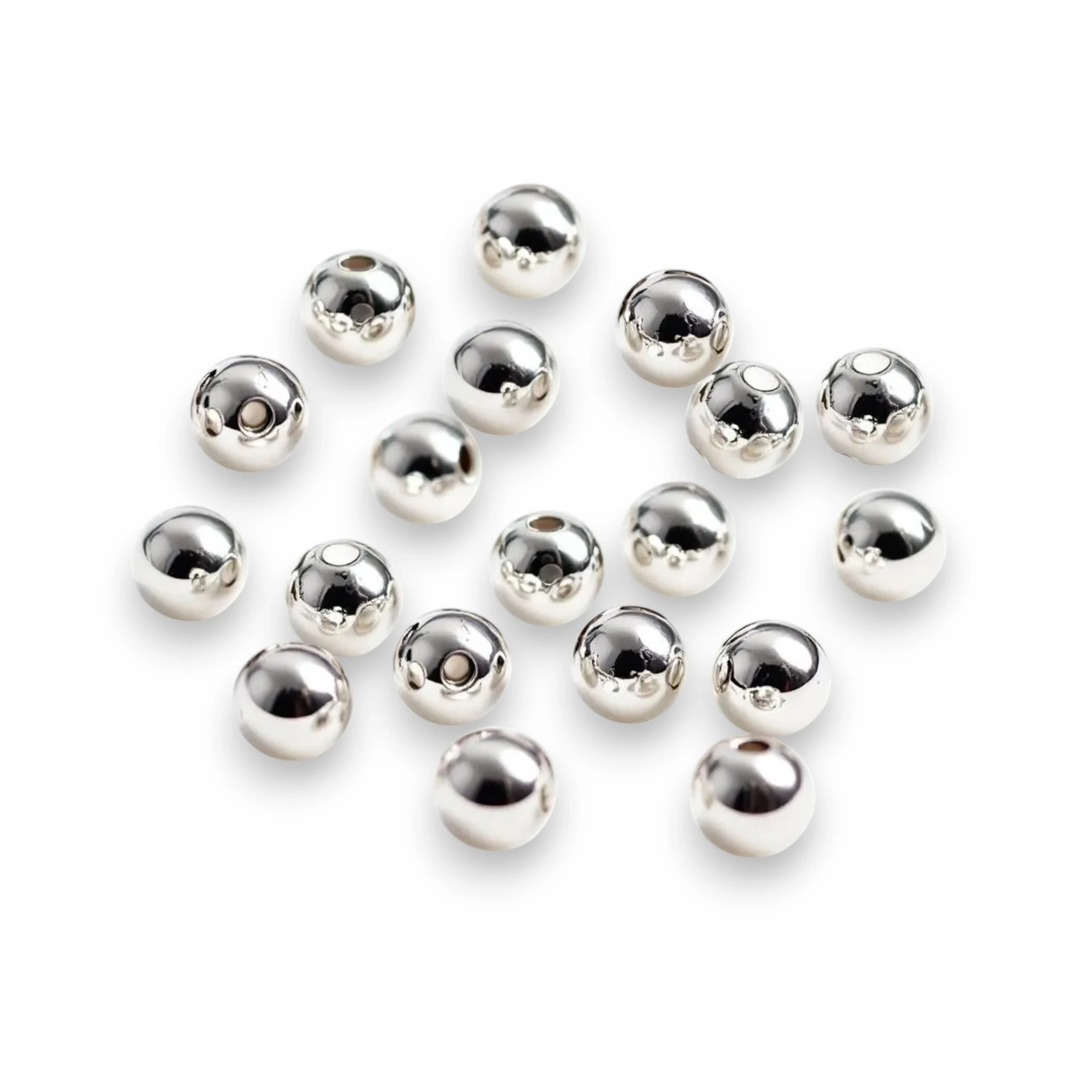 10mm-Silver-Beads (1) 350 Pcs / 10mm Silver Pearl Beads for Jewellery Making Kit | Pearls for Craft | 200g - Image 1