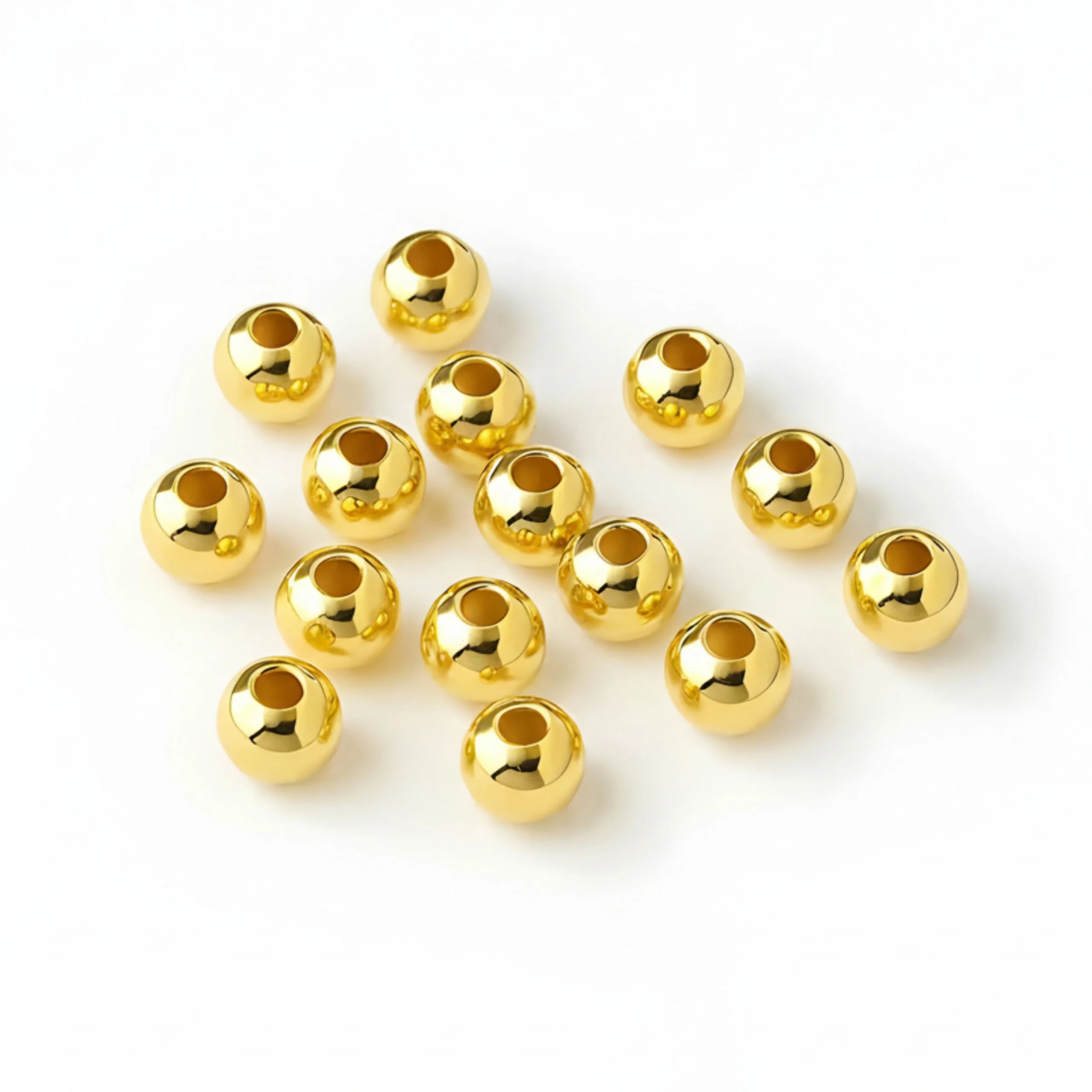 6mm-Golden-Beads (1) 1600 Pcs / 6mm Golden Pearl Beads for Jewellery Making Kit | Pearls for Craft | 200g - Image 1