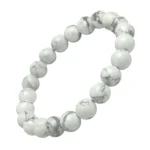 Natural White Howlite Beads Bracelet – Calming Crystal for Stress Relief, Patience & Emotional Balance