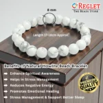 Natural White Howlite Beads Bracelet – Calming Crystal for Stress Relief, Patience & Emotional Balance - Image 2